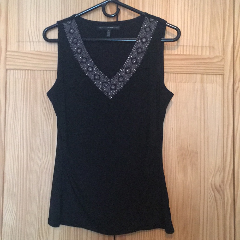 WHBM Black V-Neck Sleeveless Tank M